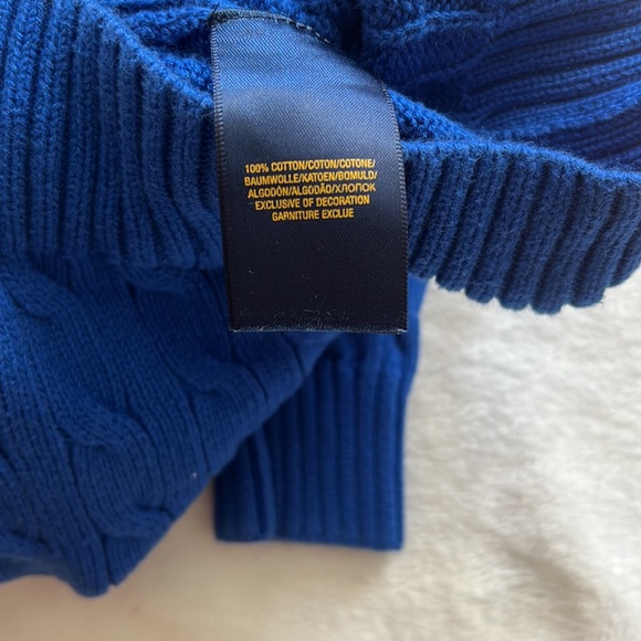 Polo Ralph Lauren Crew Neck Royal Blue Knit Sweater Yellow Logo 4T - Picture 5 of 6